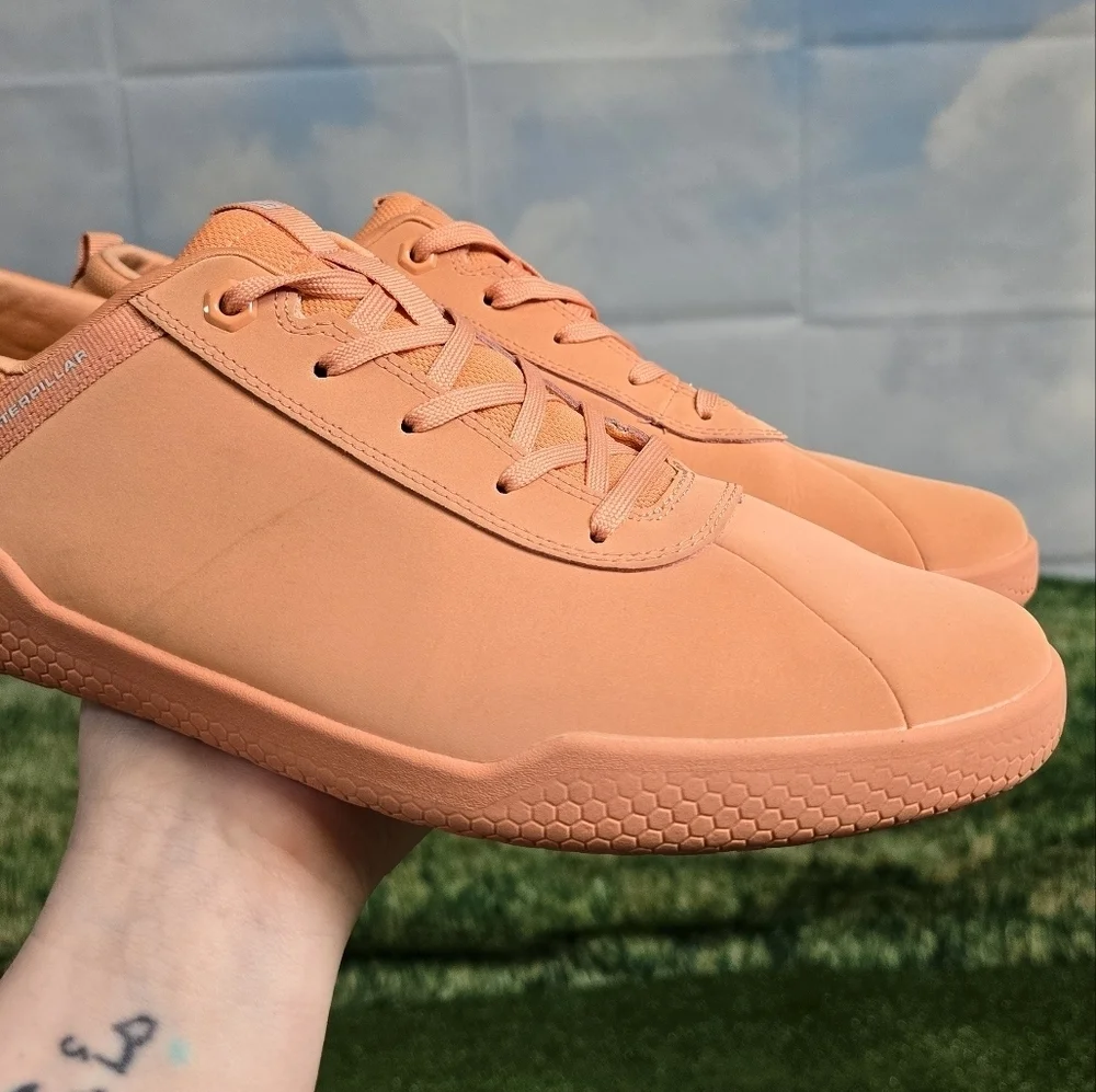Caterpillar |  Mens Hex NuBuck laced steetwear trainers \ coral \ size 12